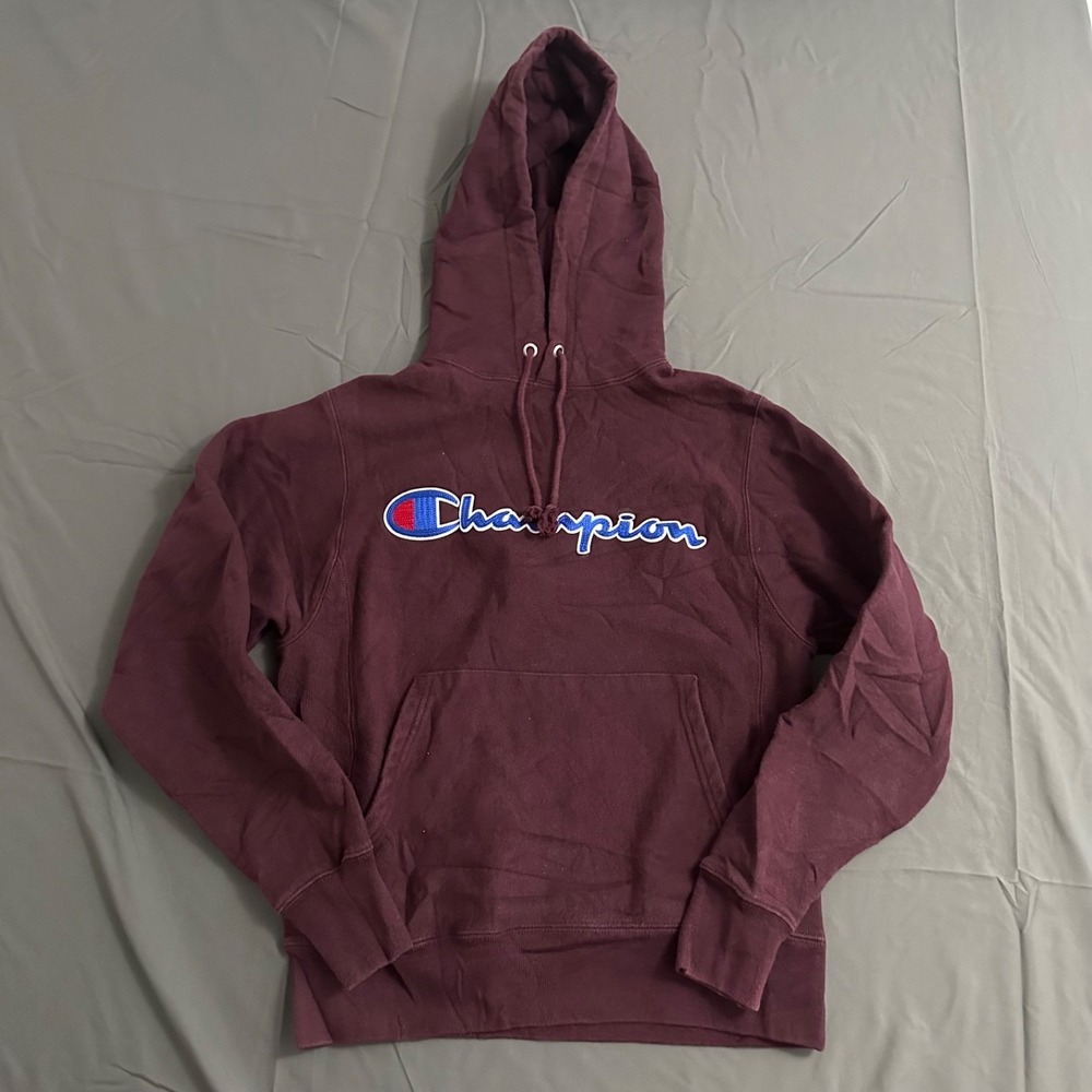 Champion Reverse Weave Hoodie Maroon Heavyweight Size Small